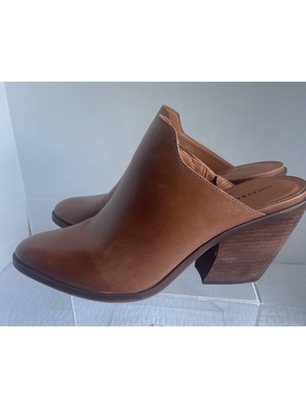 Lucky Brand Lullin Womens Tan Leather Casual Mules Size 9.5M Western Festival - Picture 2 of 11